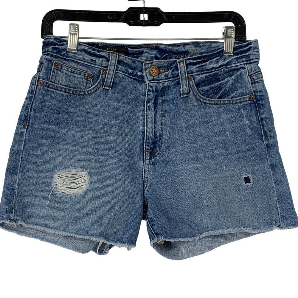 J Crew Broken In Boyfriend Womens Size 25 Cutoff Blue Denim Jeans Shorts 3249